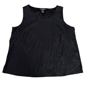 Citron Santa Monica Collection Silk Sleeveless Tank Top Black Minimalist Size 1X